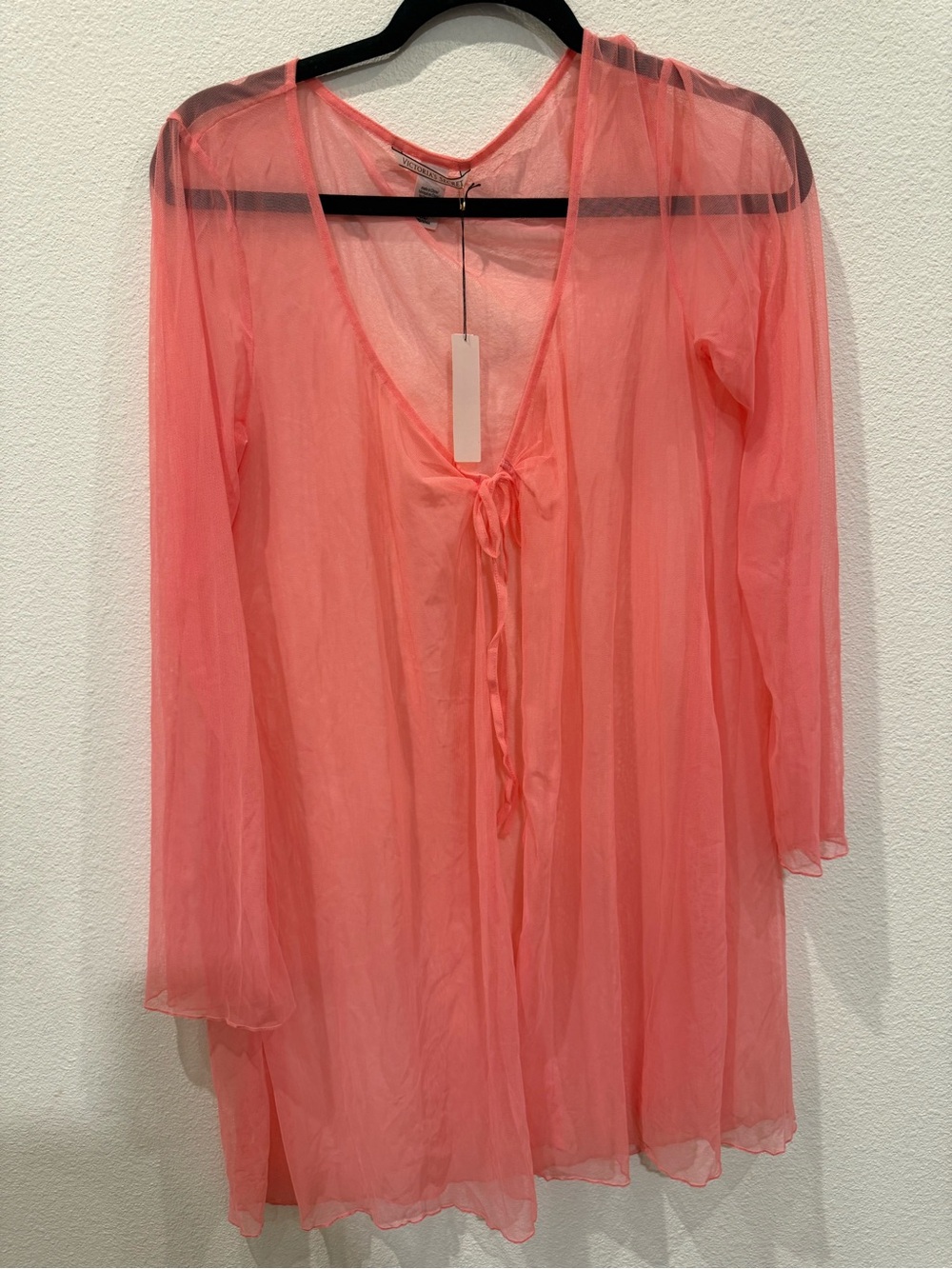 Victoria Secret Sheer Tie-Front Coral Tunic Nightcover
